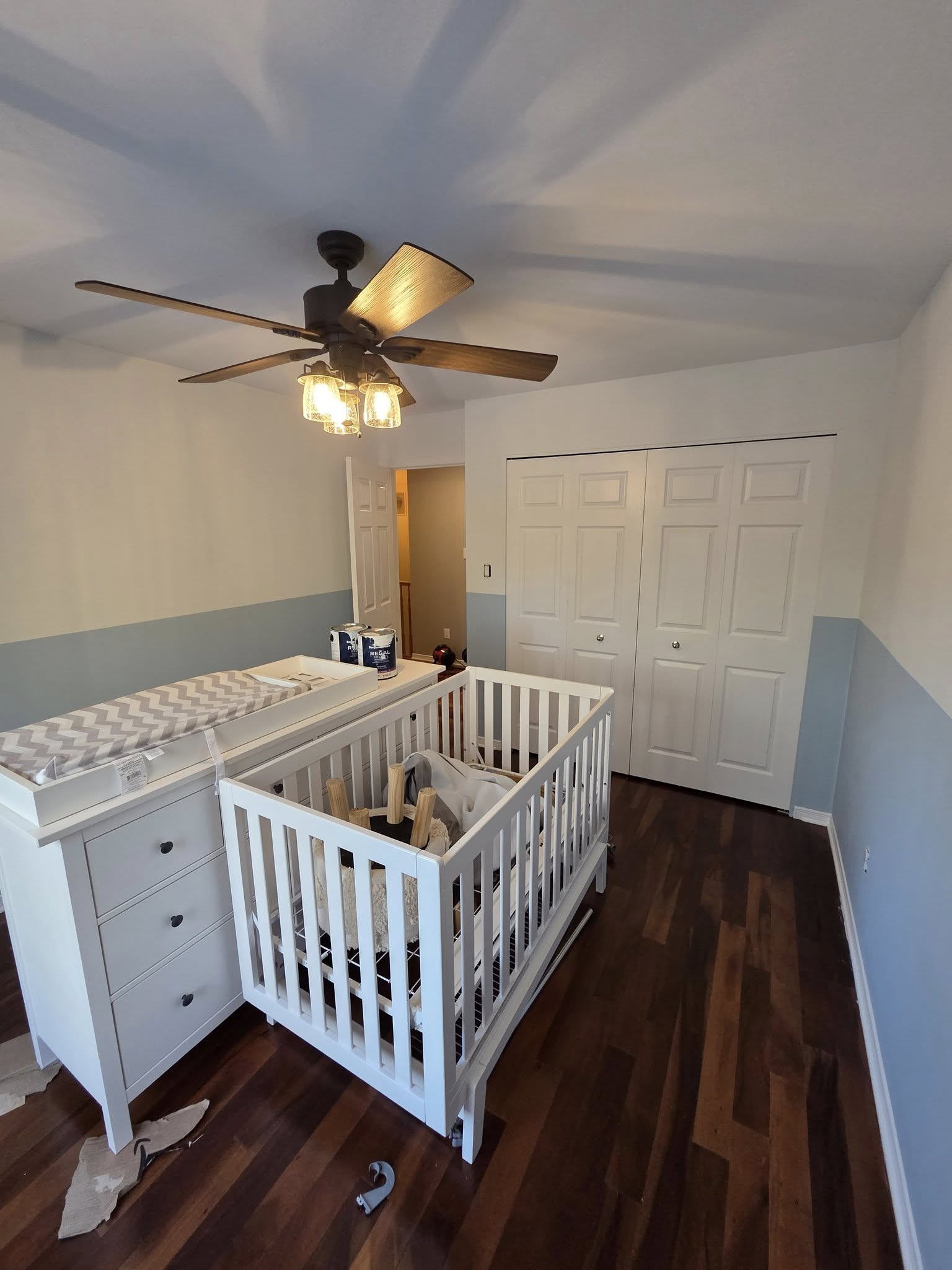 Nursery with two-tone painted walls